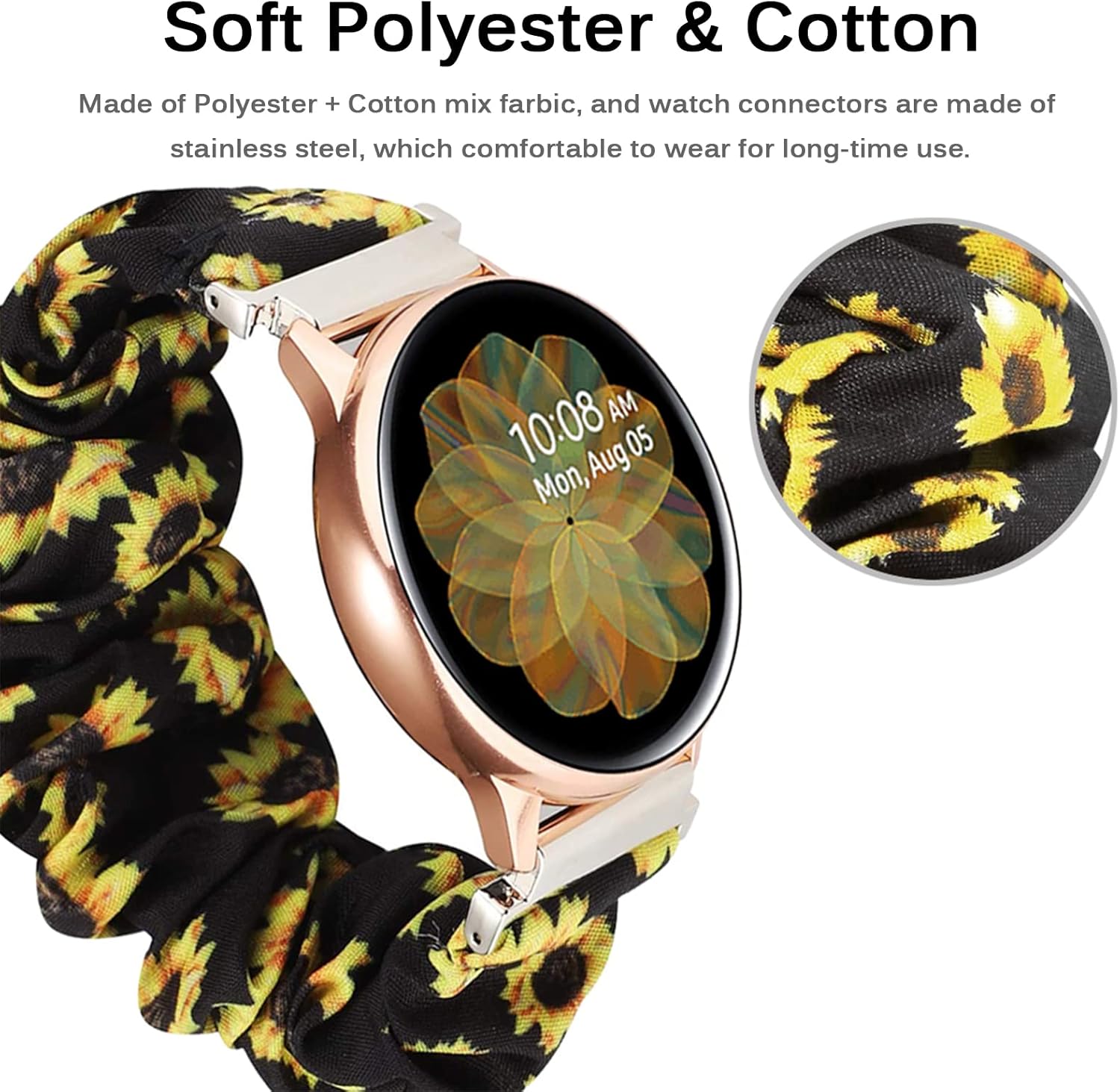 Miimall Correa elástica de 0.787 pulgadas compatible con Samsung Galaxy Watch 654 de 1.575 pulgadas, 1.732 pulgadas, Watch 5 Pro, Watch 64 Classic,
