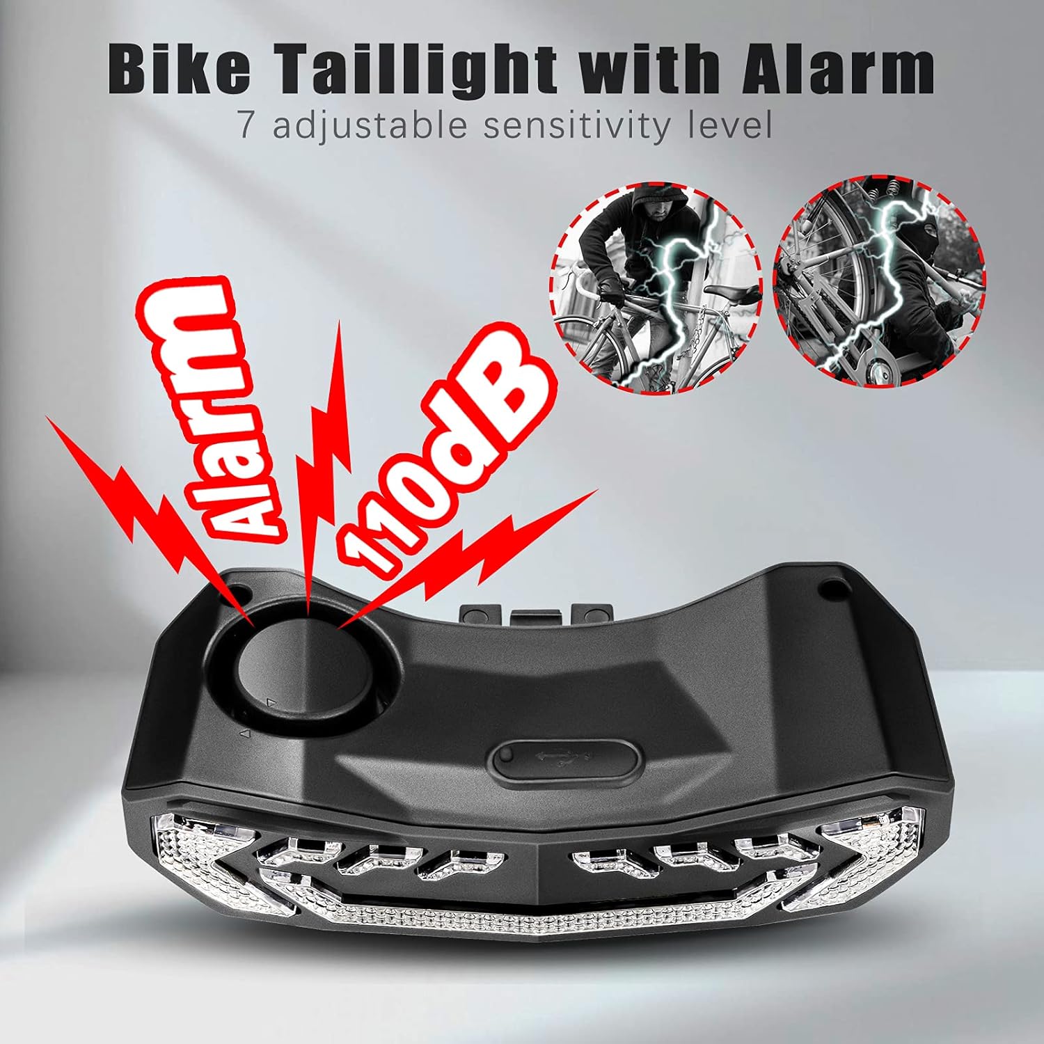 WSDCAM Luz trasera inteligente para bicicleta con señales de giro y luz de freno, bocina de alarma de bicicleta con control remoto, encendidoapagado