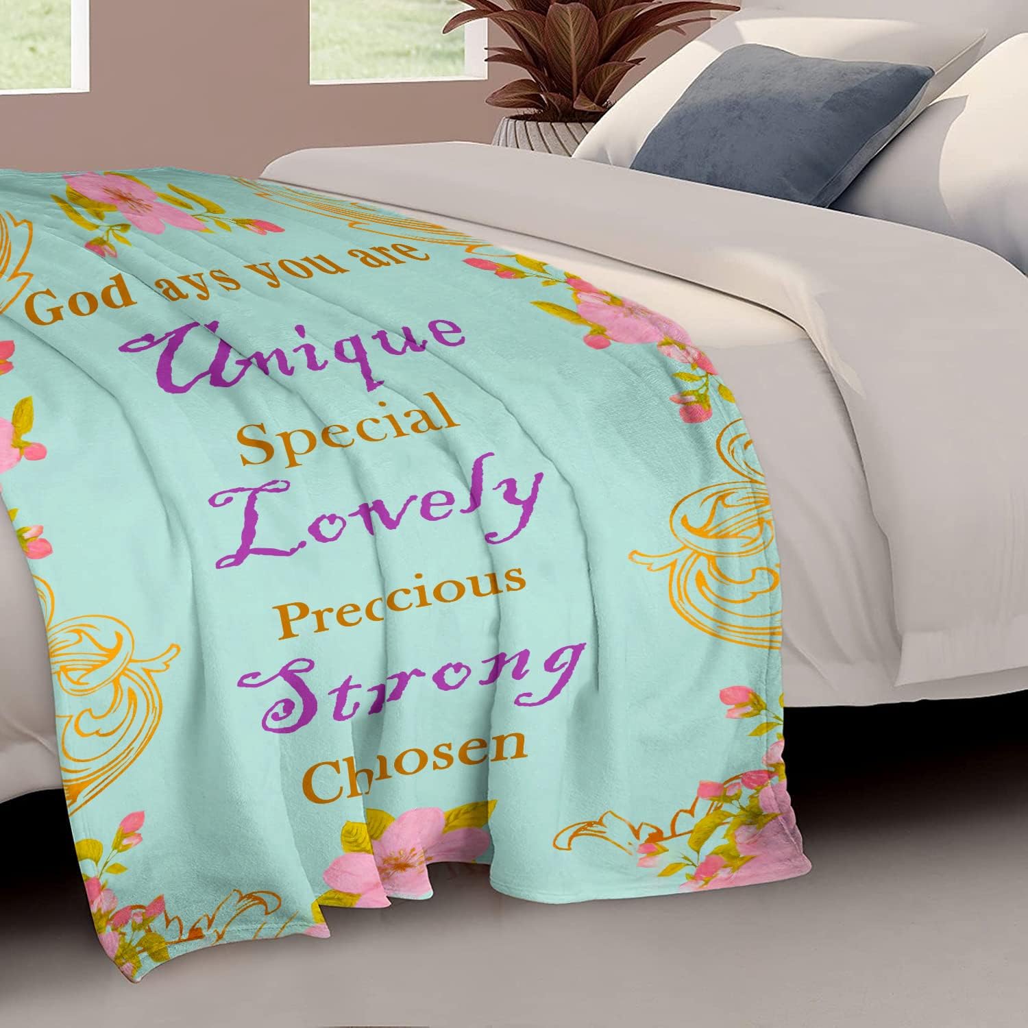 Simplive Regalos cristianos para mujeres, regalos religiosos de 50 x 60 pulgadas, manta con pensamientos inspiradores y oraciones, manta religiosa,