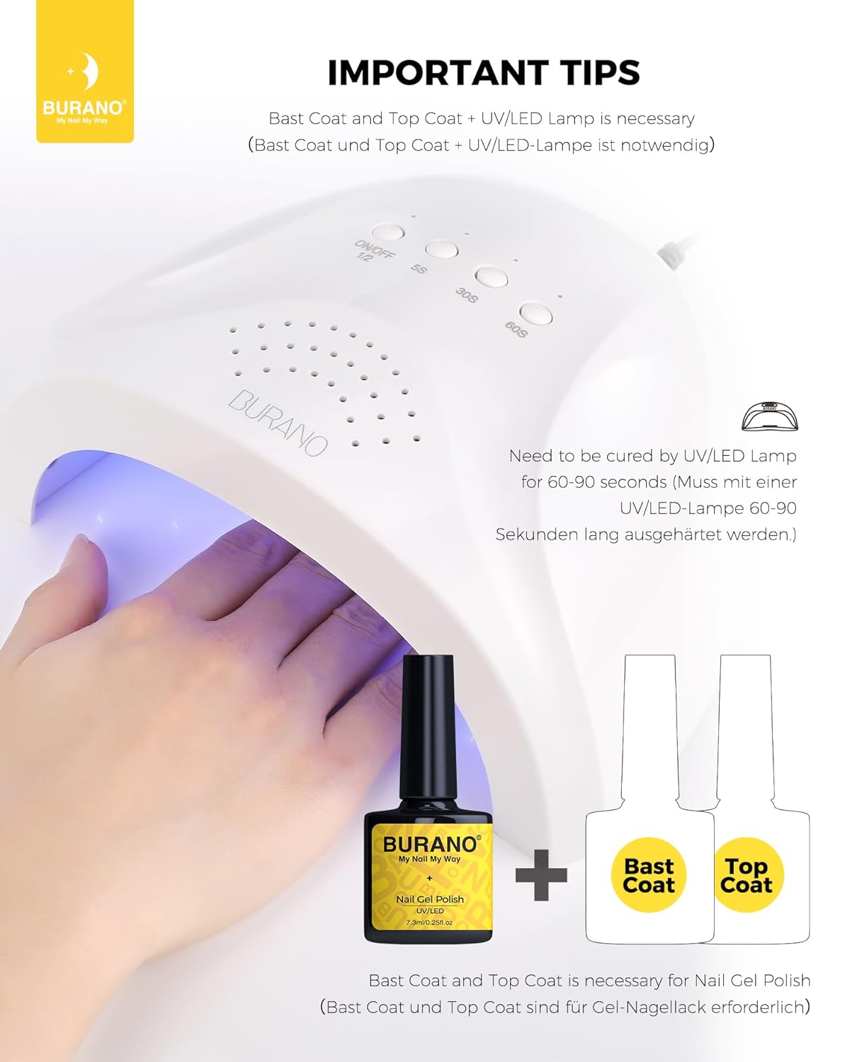 BURANO Esmalte de uñas de gel con purpurina, secado UV LED, efecto holográfico, gel brillante sin astillas, rosa intenso (LP14)