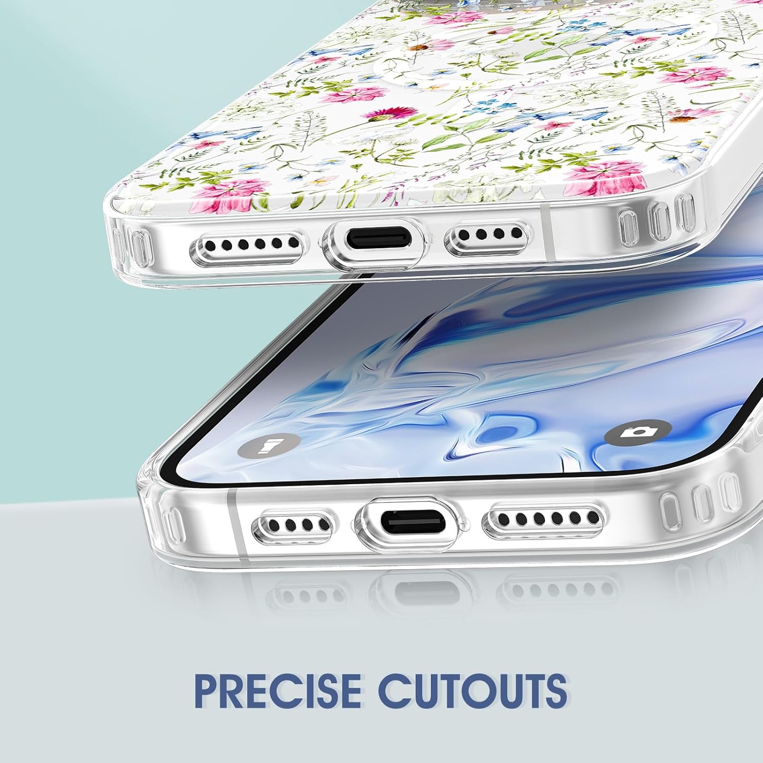 zelaxy Funda compatible con iPhone 15 Pro, TPU suave y flexible, a prueba de golpes, patrones de jardín de flores, funda protectora de cuerpo