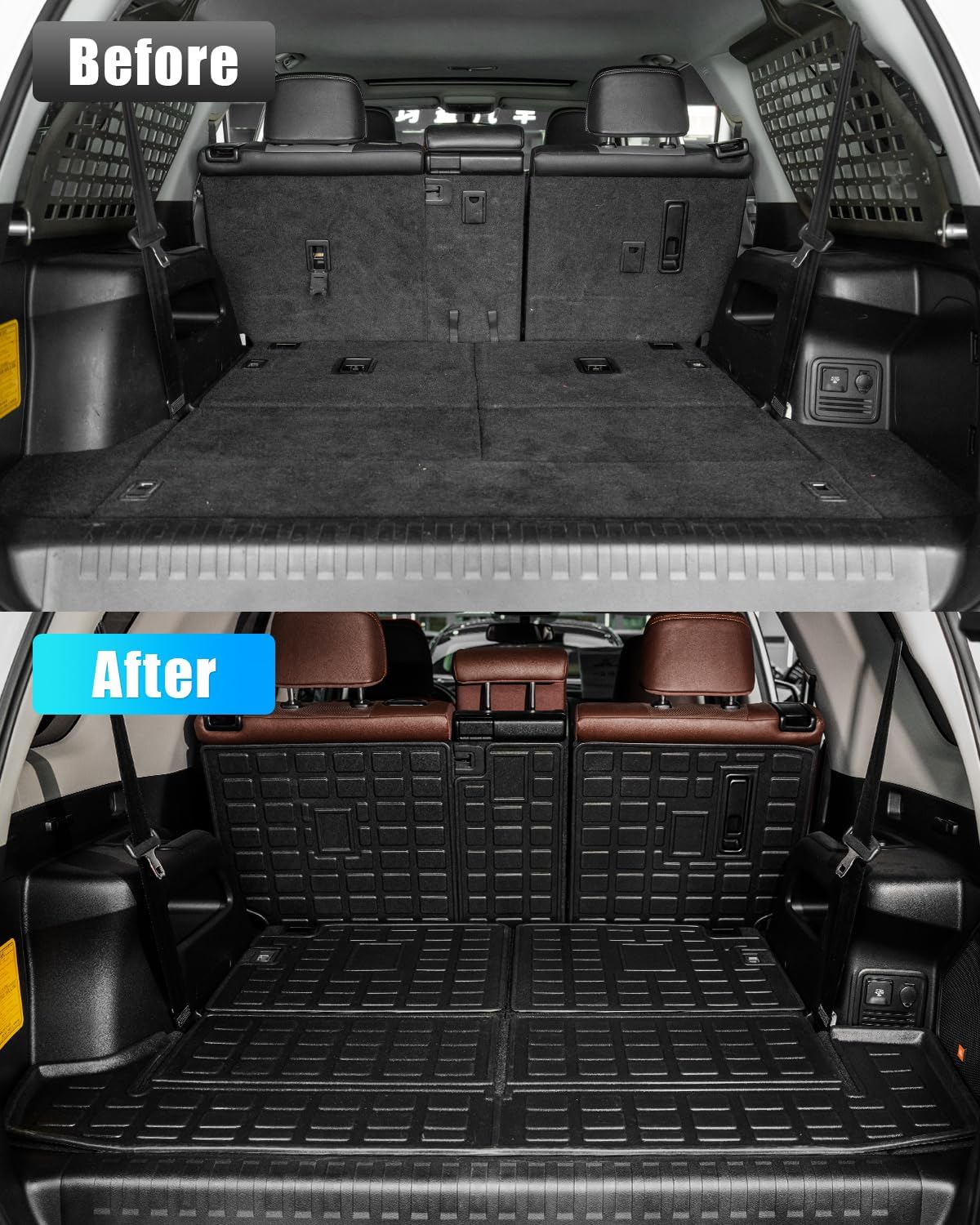 Tapete de carga compatible con Toyota 4 Runner 2010-2024 de 7 asientos, tapete de carga para maletero, protector de asiento trasero de TPE 2023,