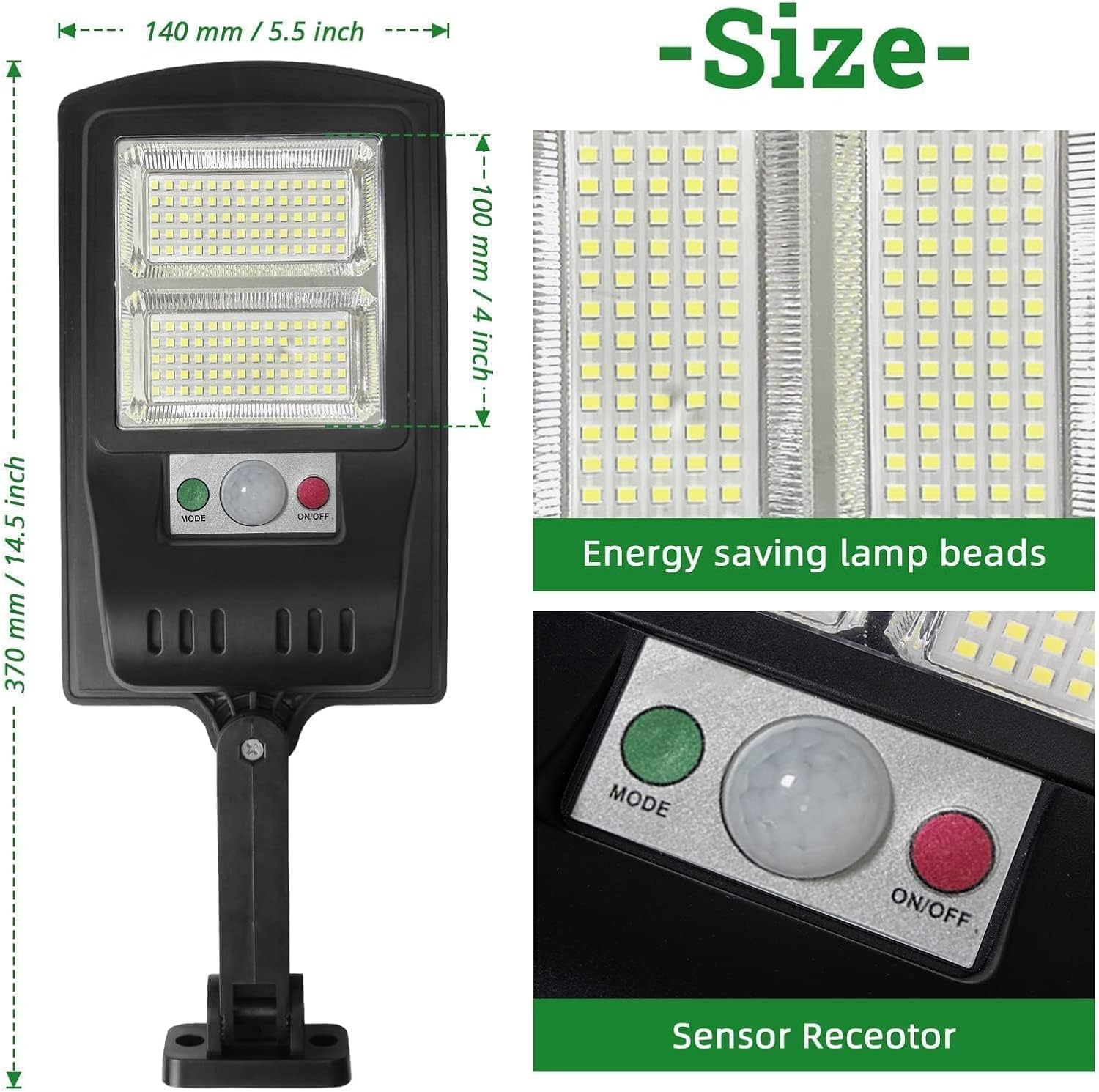 Duewot Luces solares para exteriores paquete de 4 1000 lúmenes, 3 modos de sensor de movimiento, luces de seguridad impermeables para patios