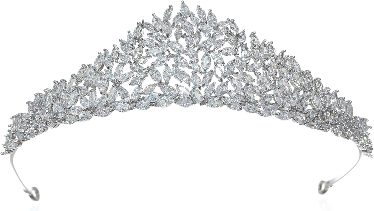 SAMKY Prestige Collection Sophia Juego de puntas de circonio cúbico marquesa CZ corona de tiara de cristal T1282, Metal