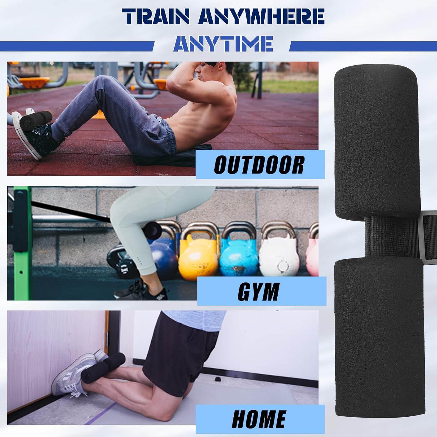 Nordic Hamstring Curl Strap – Home Fitness Equipment for Nordic Curl – Holds to 1000 pounds – 5 Seconds Setup Nordic Stick – Exercise Strap for