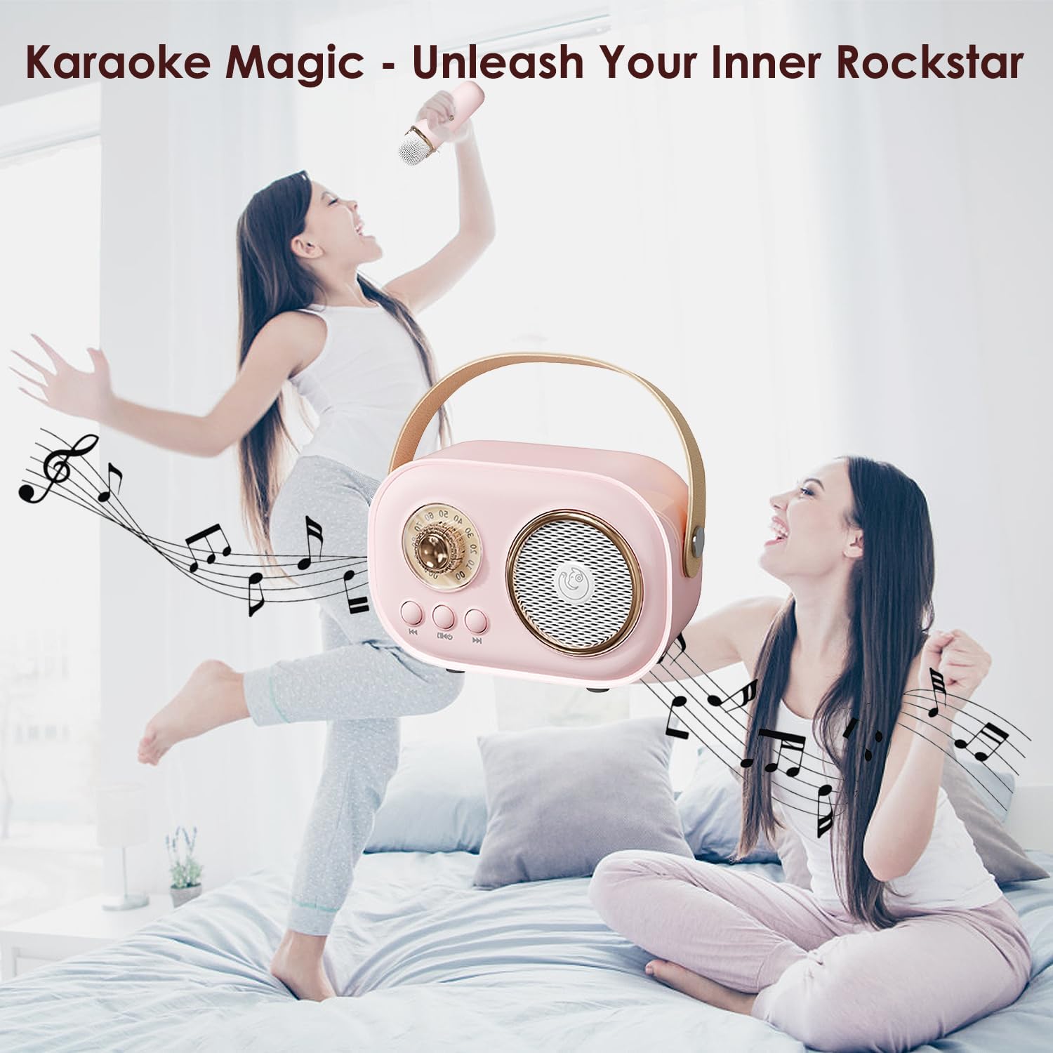 Mini máquina de karaoke, altavoz portátil de karaoke Bluetooth para niños y adultos con micrófono inalámbrico, pequeño sistema de karaoke, regalos