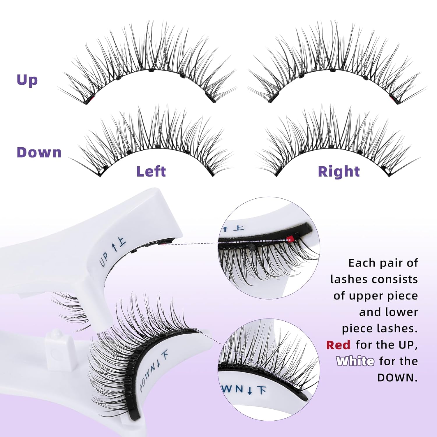 B&Qaugen Pestañas magnéticas, 2 pares de pestañas magnéticas, pestañas magnéticas naturales con aplicador, ojos de gato y ojos de muñeca, pestañas