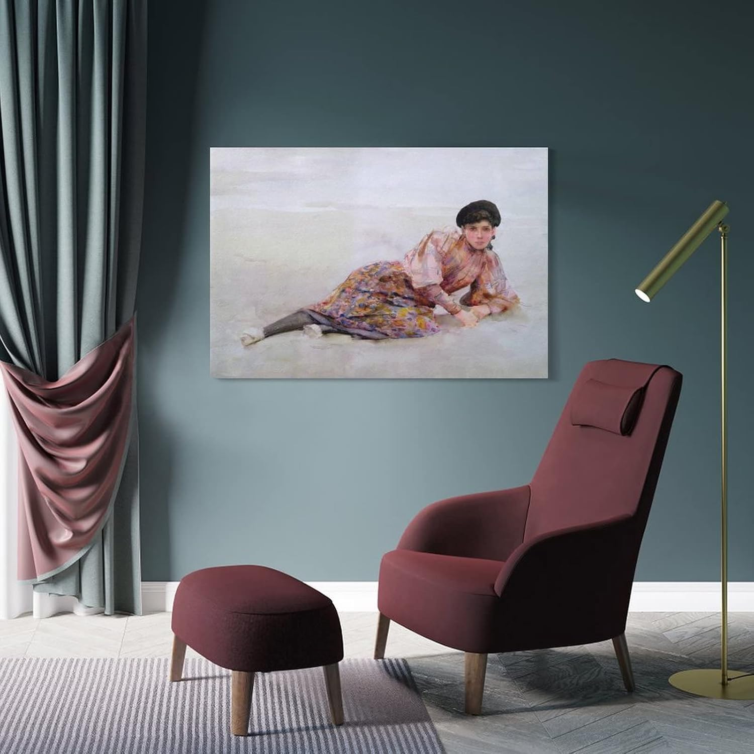 Henry Scott Tuke – Póster de niña en la playa, pintura decorativa, lienzo, arte de pared, póster de sala de estar, dormitorio, 16 x 24 pulgadas