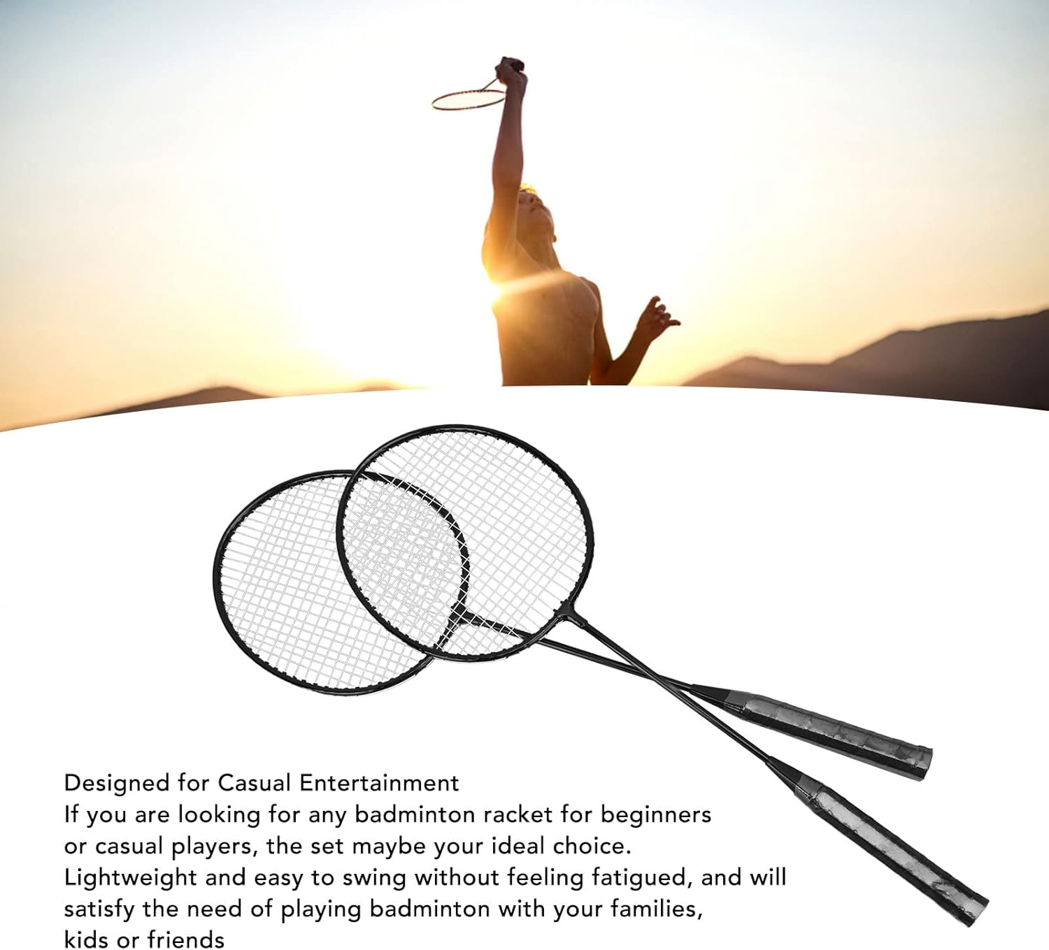 Juego de raquetas de bádminton para juegos de patio trasero al aire libre, juego recreativo, principiantes, raqueta de bádminton de aleación de