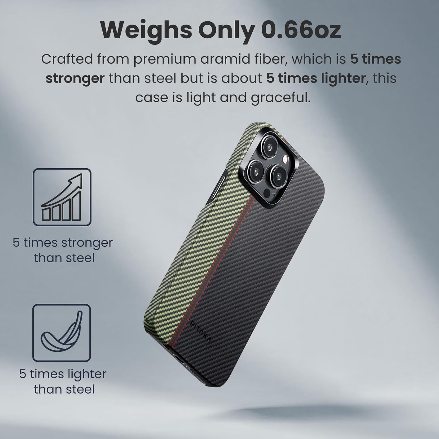 pitaka Funda para iPhone 15 Pro compatible con MagSafe, funda delgada y ligera para iPhone 15 Pro de 6.1 pulgadas con una sensación táctil sin