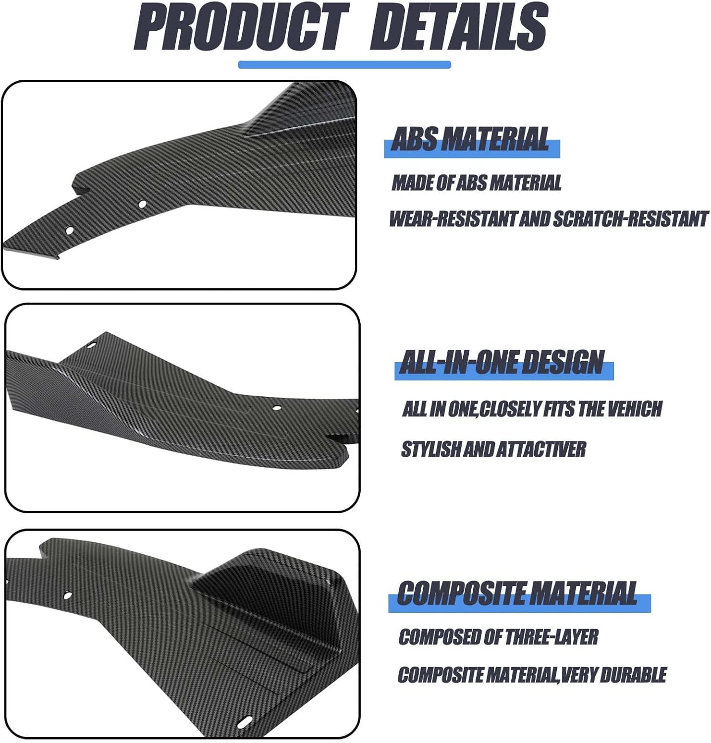 JMTBNO Difusor de labios para parachoques trasero, color negro brillante, compatible con Subaru Impreza WRX STI Infiniti G37 Q50 Q60 Q70 Mazda 2 3 5