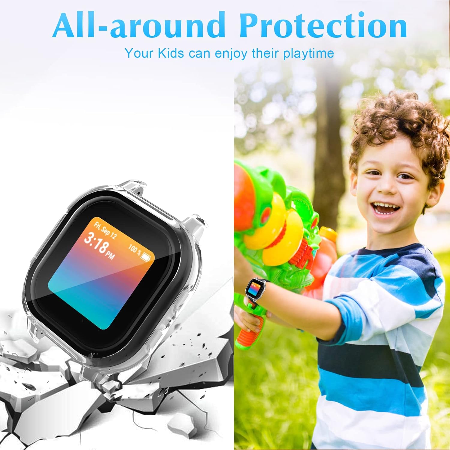 Paquete de 2 Funda compatible con protector de pantalla de reloj Gabb para niños, carcasa protectora general de policarbonato duro para parachoques