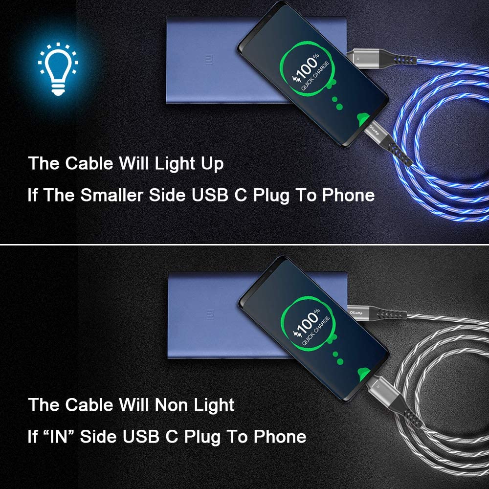 Cable USB C a USB C de 6 pies 60 W 3A con luz USB C, cable de carga rápida, cable LED tipo C a tipo C para iPhone1515Pro15Plus15ProMaxiPad