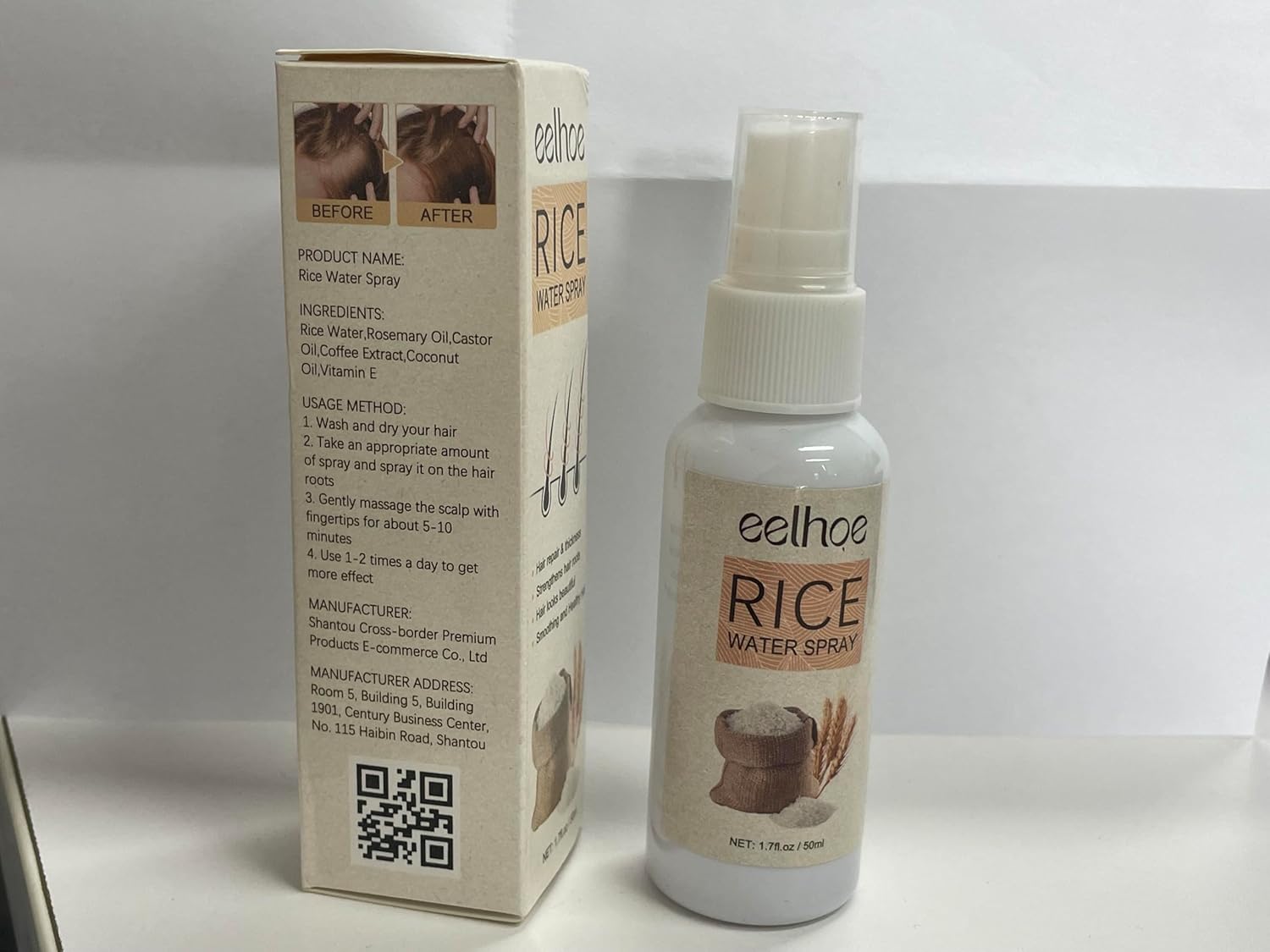 LIESE Agua de arroz para el crecimiento del cabello, suero para el crecimiento del cabello con aceite de romero para mujeres y hombres, spray de