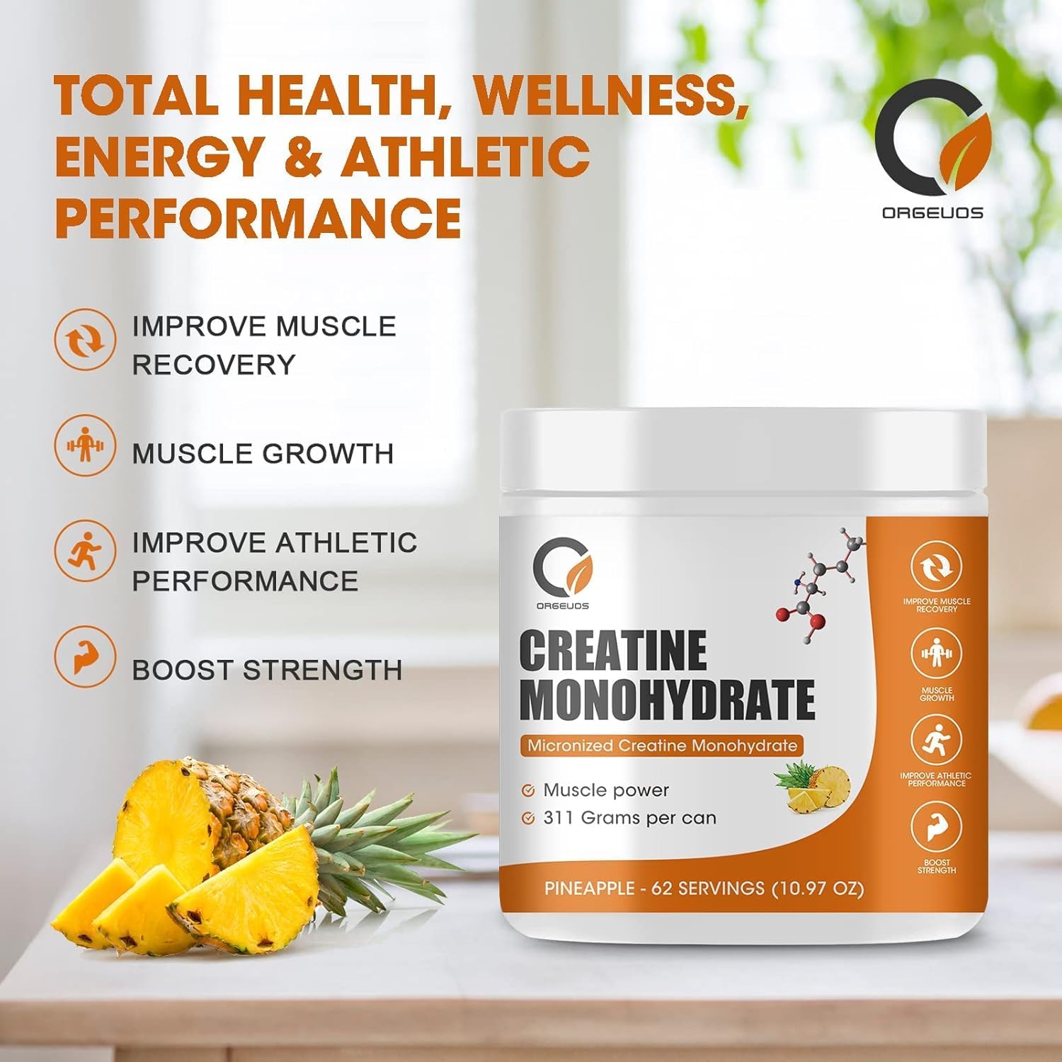 Creatina para mujeres y hombres, creatina micronizada monohidrato en polvo, reduce el tiempo de recuperación, aumenta la masa muscular magra,