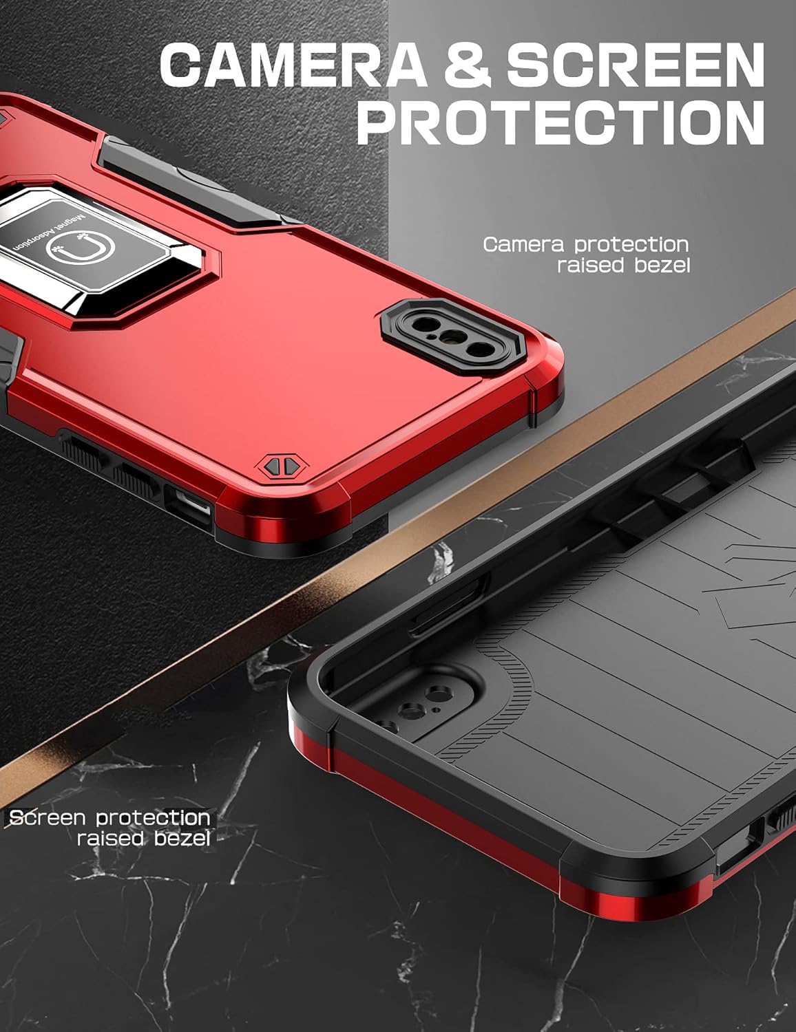 TORRTOWAY Funda para iPhone Xs Max, soporte magnético integrado para automóvil, a prueba de golpes, funda protectora para iPhone Xs Max (rosa)