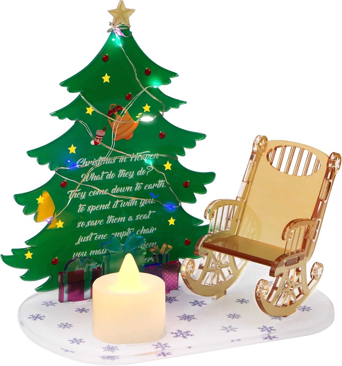 squacco Portavelas conmemorativos para árbol de Navidad, adorno de silla mecedora en memoria de seres queridos, regalos de Feliz Navidad en el