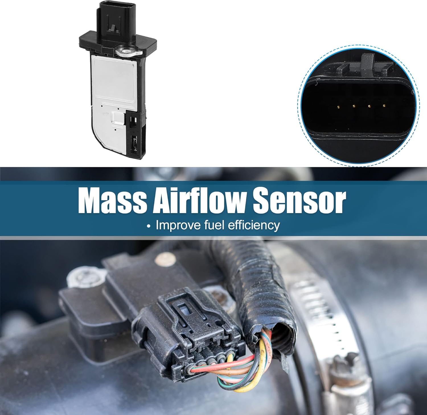 X AUTOHAUX 8V21-12B579-AA Medidor de sensor de flujo de aire de masa de coche para Ford Fiesta ST180 MK7 1.6 2013 2014 2015 2016 2017 para Ford Edge