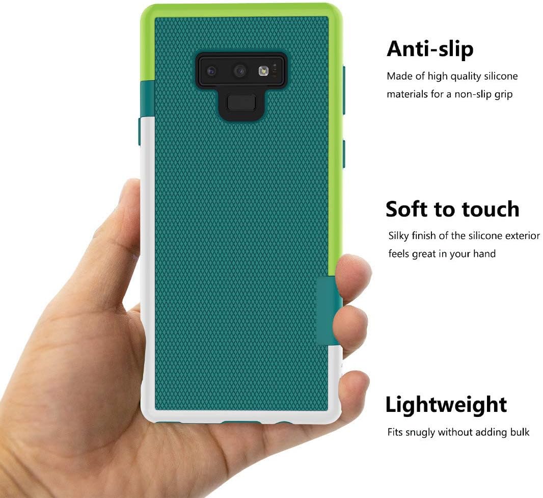 Jeylly Funda delgada para Samsung Galaxy Note 9, híbrida antideslizante de impacto, a prueba de golpes, linda, flexible, suave, TPU duro, elegante,