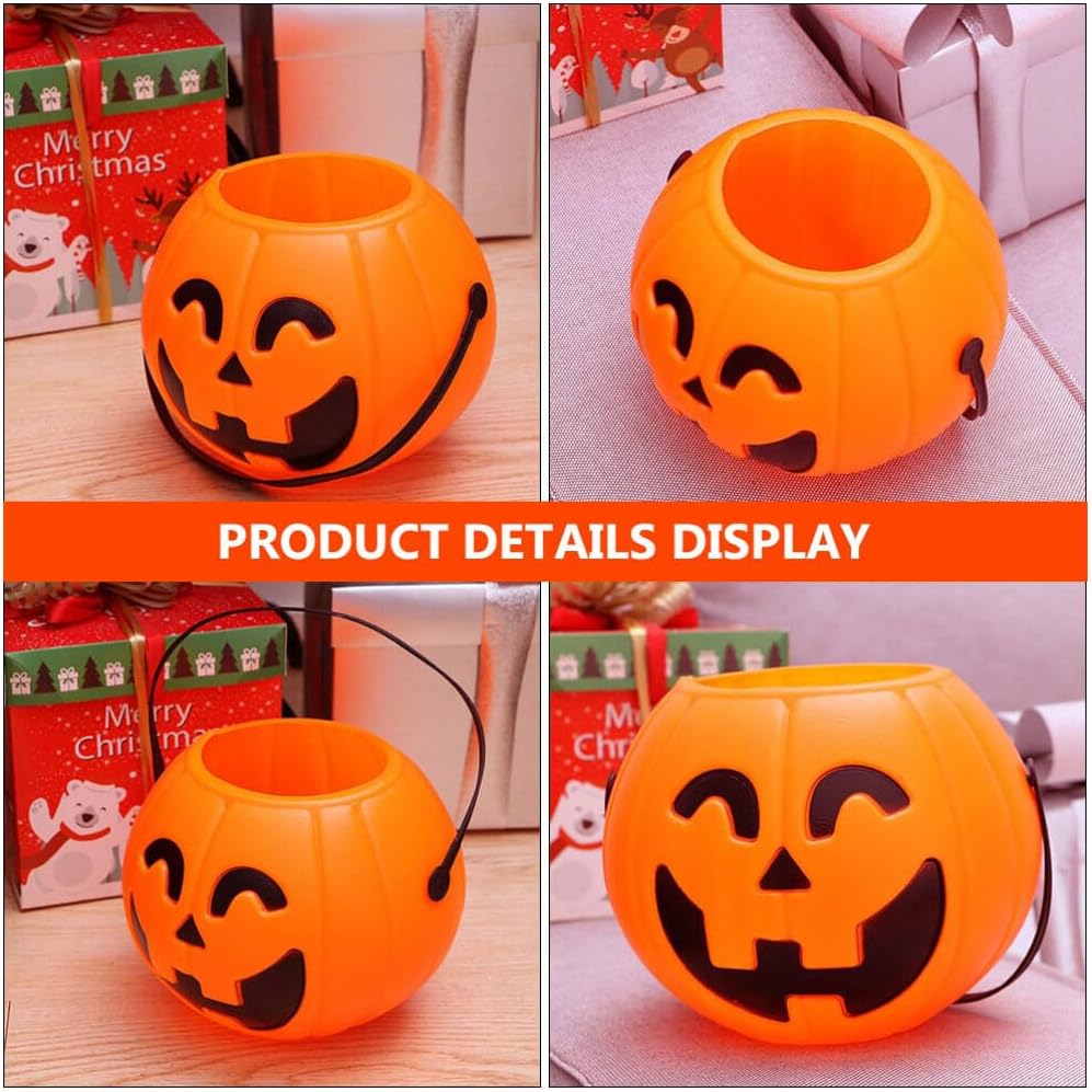 ABOOFAN Cubo de calabaza de Halloween, 3 unidades, cubo de calabaza de Halloween, cubo de calabaza Jack O Lantern, cesta de dulces, suministros de