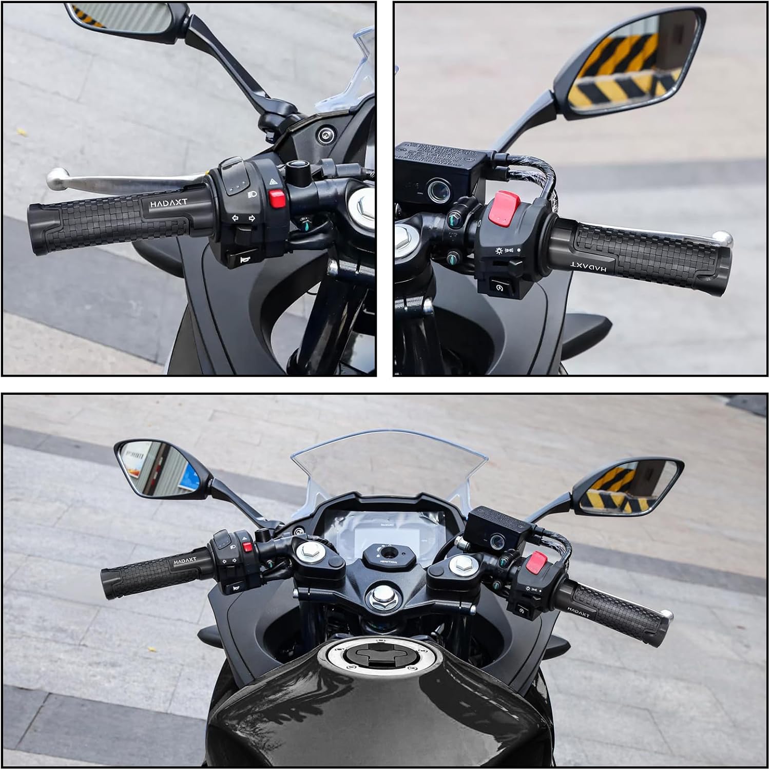 Empuñaduras de mano para motocicleta de 78 pulgadas, 0.866 in, universal, CNC, patrón de cuadros de aluminio, antideslizante, agarre de manillar de