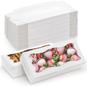 ZEAYEA 50 cajas de chocolate y fresas, cajas de galletas de 12.5 x 5.5 x 2.5 pulgadas con ventana, cajas blancas de panadería, cajas de golosinas ZEAYEA 50 cajas de chocolate y fresas, cajas de galletas de 12.5 x 5.5 x 2.5 pulgadas con ventana, cajas blancas de panadería, cajas de golosinas
