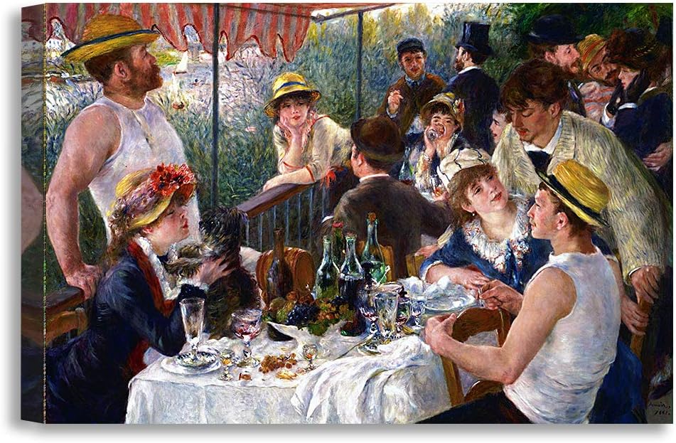 DECORARTS – Almuerzo de la fiesta náutica de Pierre-Auguste Renoir. Reproducción de pintura al óleo, impresión giclée sobre lienzo. Arte de pared