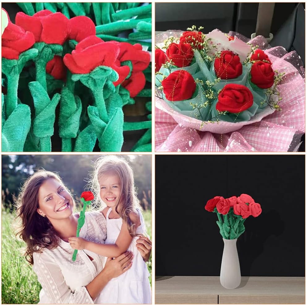 Zerodeko 2 rosas de peluche con tallos flexibles, ramo de felpa decorativa, hebilla de cortina para decoración del hogar, día de San Valentín,