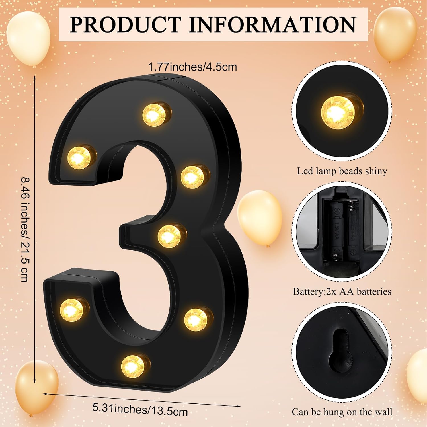 2 luces LED de marquesina de 8.46 pulgadas, letreros de números iluminados negros del 30, 40, 50, 60, para decoración de fiesta de cumpleaños