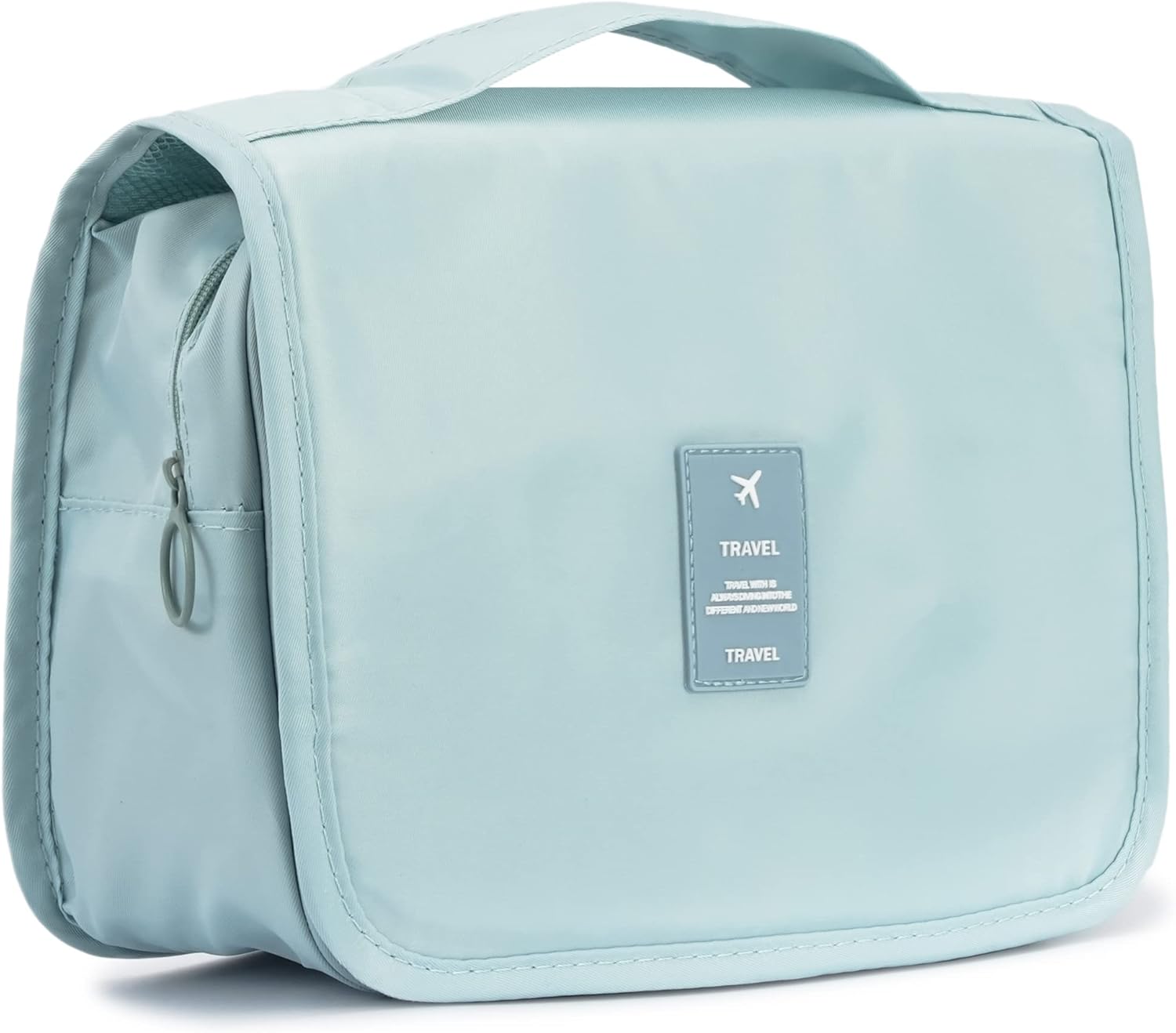 L&FY Neceser de viaje colgante para mujer, organizador de cosméticos, bolsa de maquillaje, kits de Dopp para hombre con asa, Azul (Ice Blue), A la
