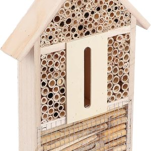 Fydun Casa de abejas de madera, refugio de jardín, caja de anidación de artesanías, adorno al aire libre, decoración de casa de abeja de madera, Fydun Casa de abejas de madera, refugio de jardín, caja de anidación de artesanías, adorno al aire libre, decoración de casa de abeja de madera,