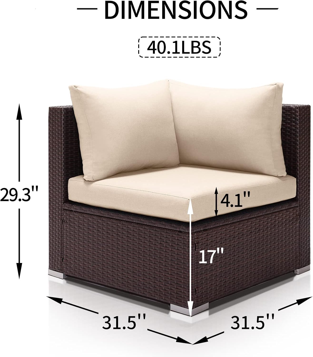 NICESOUL Muebles modulares de mimbre para exteriores, muebles de patio, sofá de ratán, seccionales, juego de conversación de mimbre, espacio libre