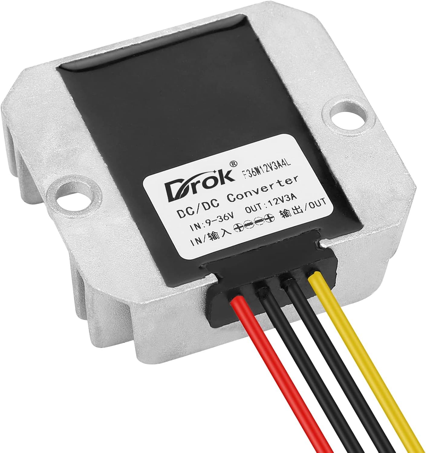 DROK Boost Buck Convertidor de 9V-36V a 12V 3A 36W carcasa de aluminio impermeable auto elevador regulador de voltaje 12V V Transformador de voltios