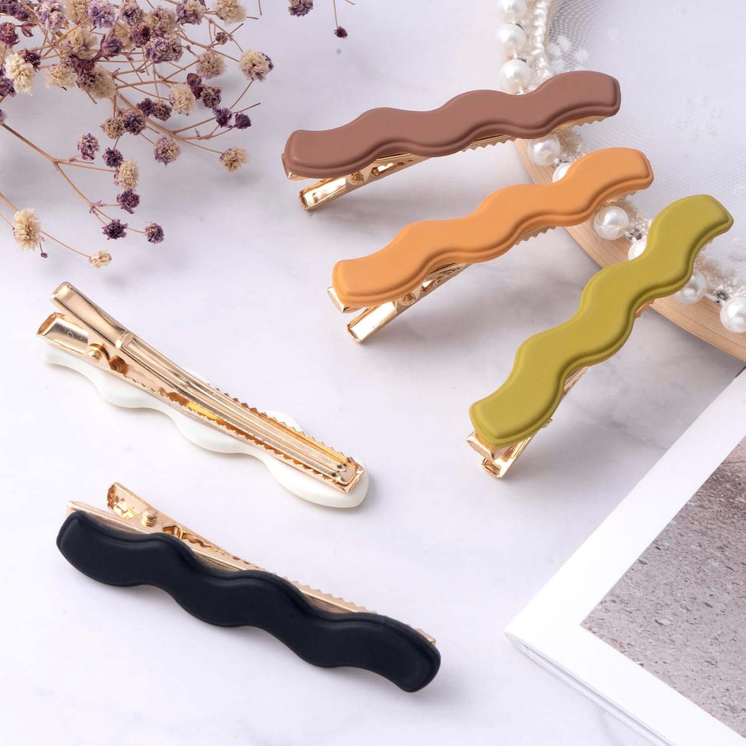 Paquete de 12 pinzas antideslizantes para el cabello de concha de tortuga para mujer, estilo cocodrilo, celuloide, accesorios para niñas, varios