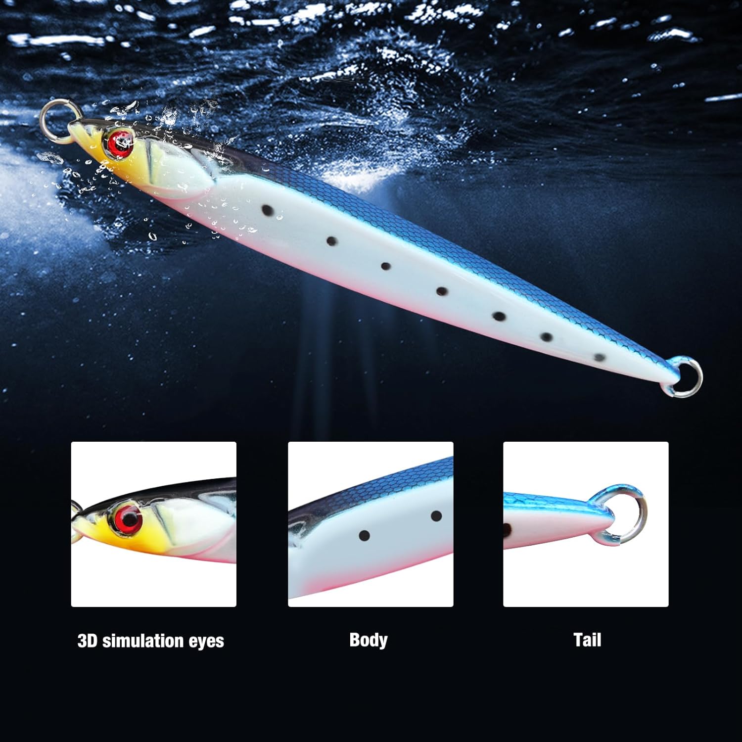 Saltwater Fishing Lures Slow Pitch Jigging Vertical Jig Artificial Bait Metal Jig Fishing Inshore Offshore for Tuna Bluefin Salmon Trout Striped