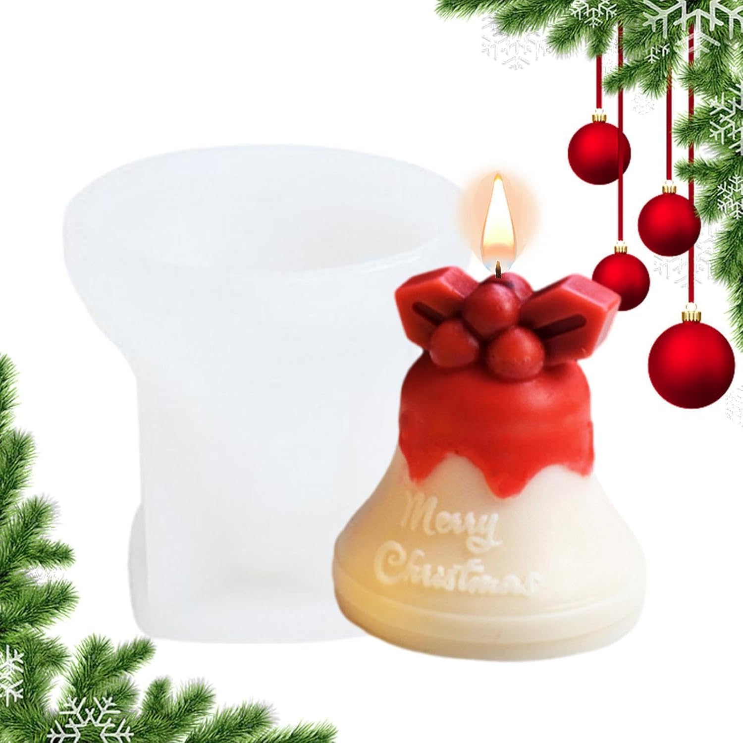 Molde de vela de Navidad 3D, molde de vela de muñeco de nieve de Navidad, molde de silicona con forma de campanas de alce de Navidad 3D para hacer