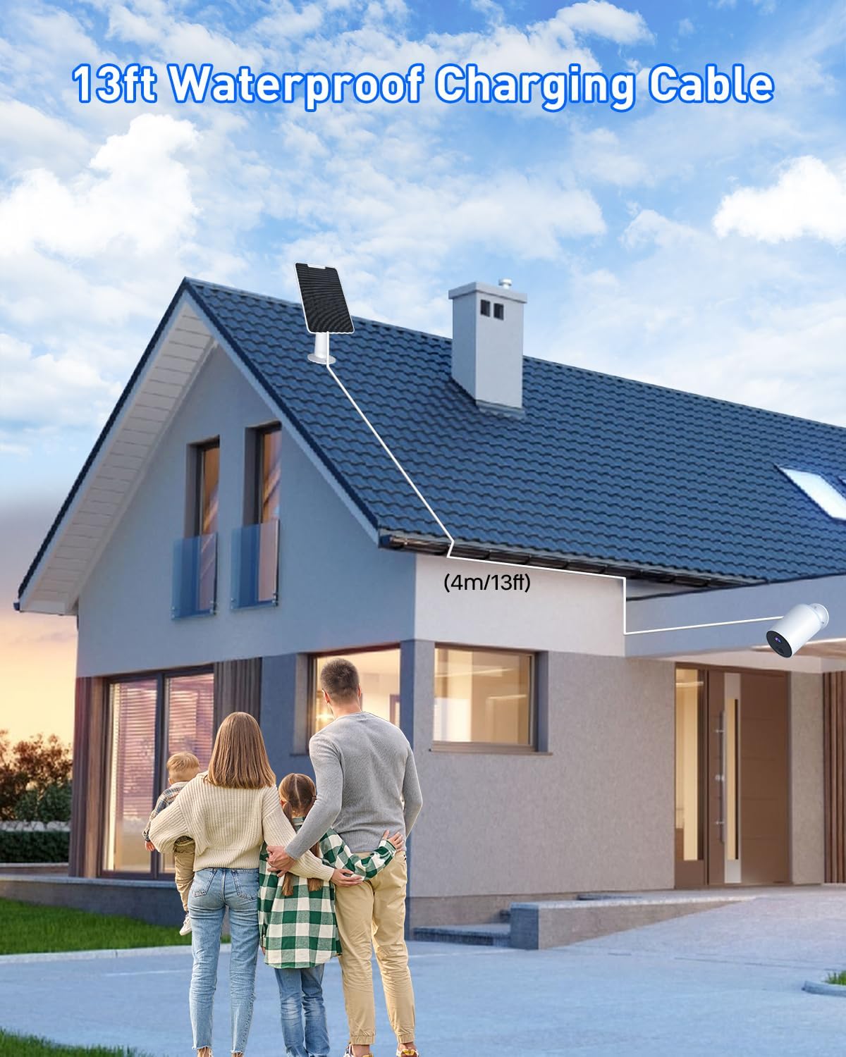 Cargador de panel solar de 5 W compatible con cámara Google Nest para exteriores e interiores (versión de batería), panel solar impermeable IP65
