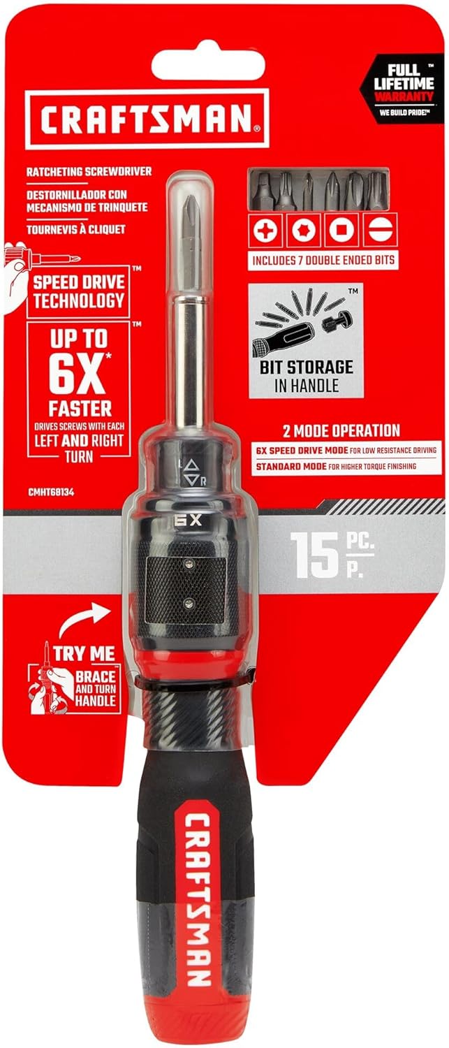 CRAFTSMAN Destornillador de trinquete SpeedDrive de 15 piezas (CMHT68134)