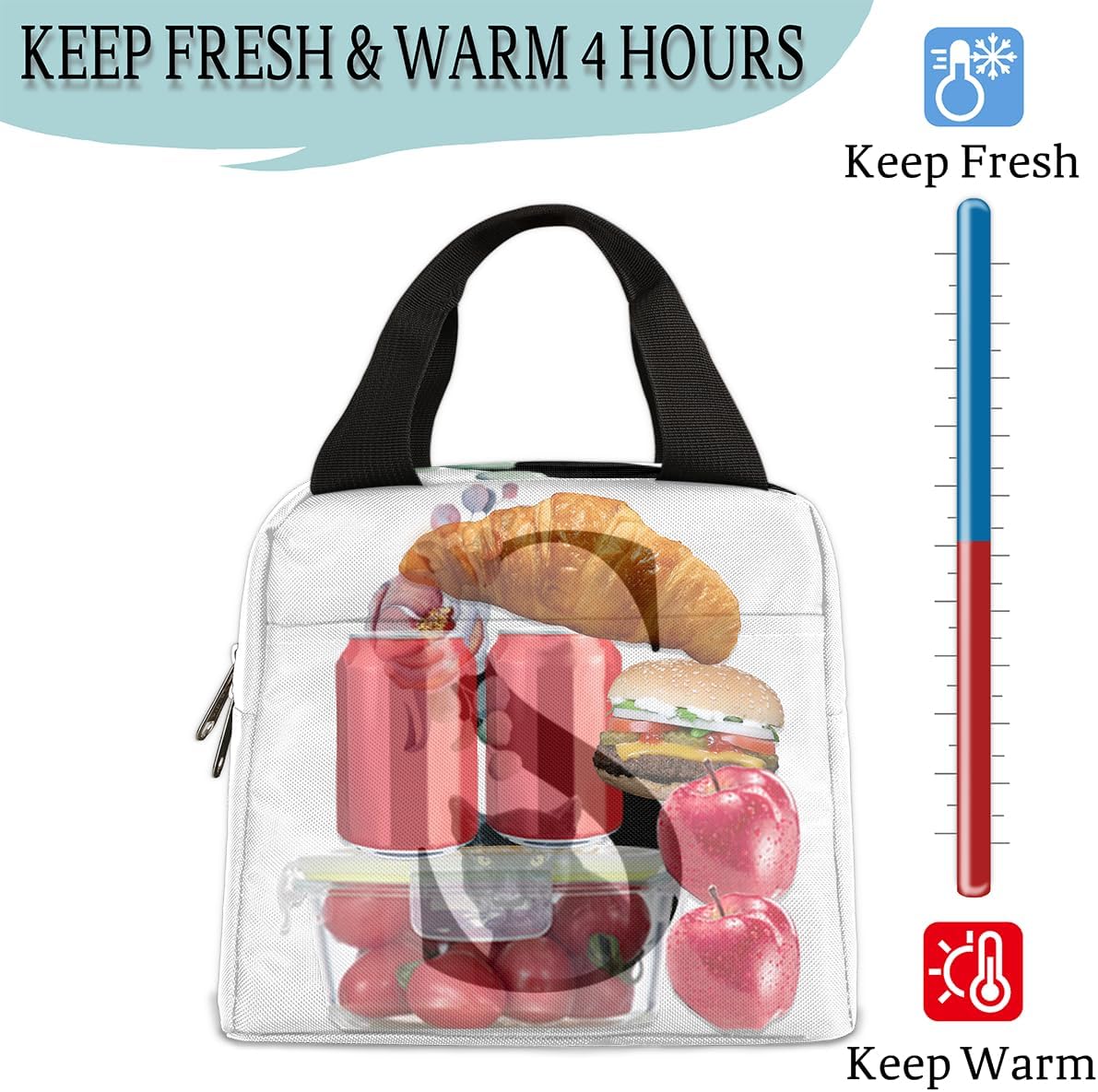 Bolsa de almuerzo con inicial S, bonita bolsa de almuerzo aislada, reutilizable, para adultos, mujeres, hombres, trabajo, pesca, playa, picnic,
