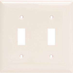 Power Gear – Placa para interruptor doble en pared, gran tamaño, color almendra claro Power Gear – Placa para interruptor doble en pared, gran tamaño, color almendra claro