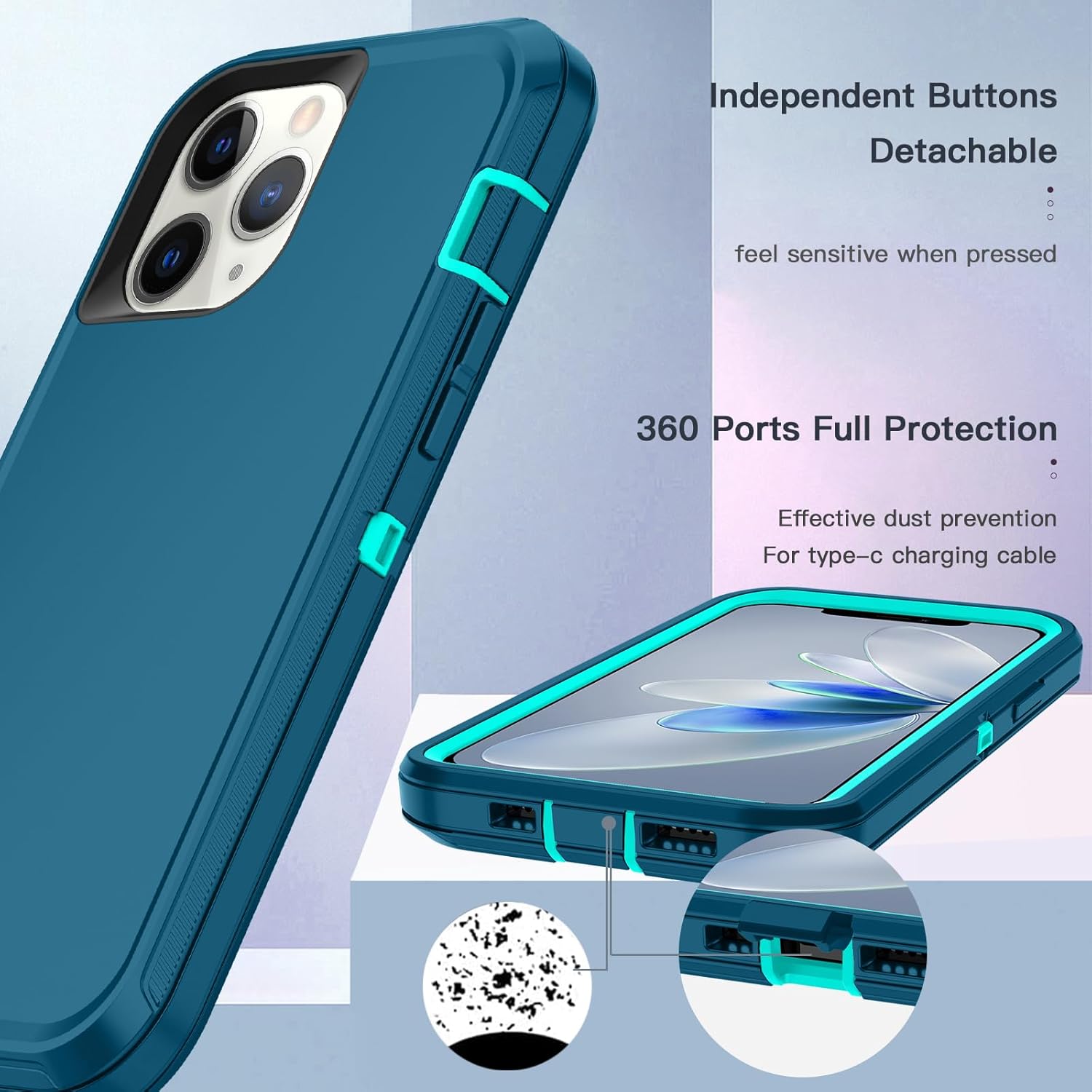 Hucasok Funda para iPhone 12 Pro Max, a prueba de golpes, resistente, protección de cuerpo completo, resistente al polvo y a las caídas, funda de 3