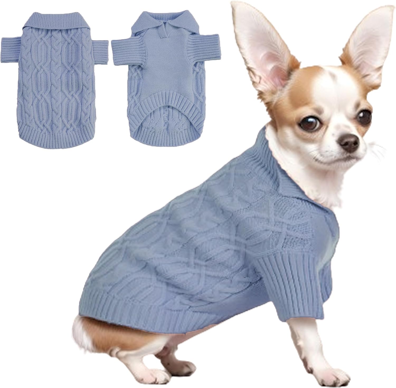 Poifzew Suéter de forro polar plegable para perro, ropa clásica para mascotas, bonitos suéteres de punto para perros pequeños, niñas y niños,