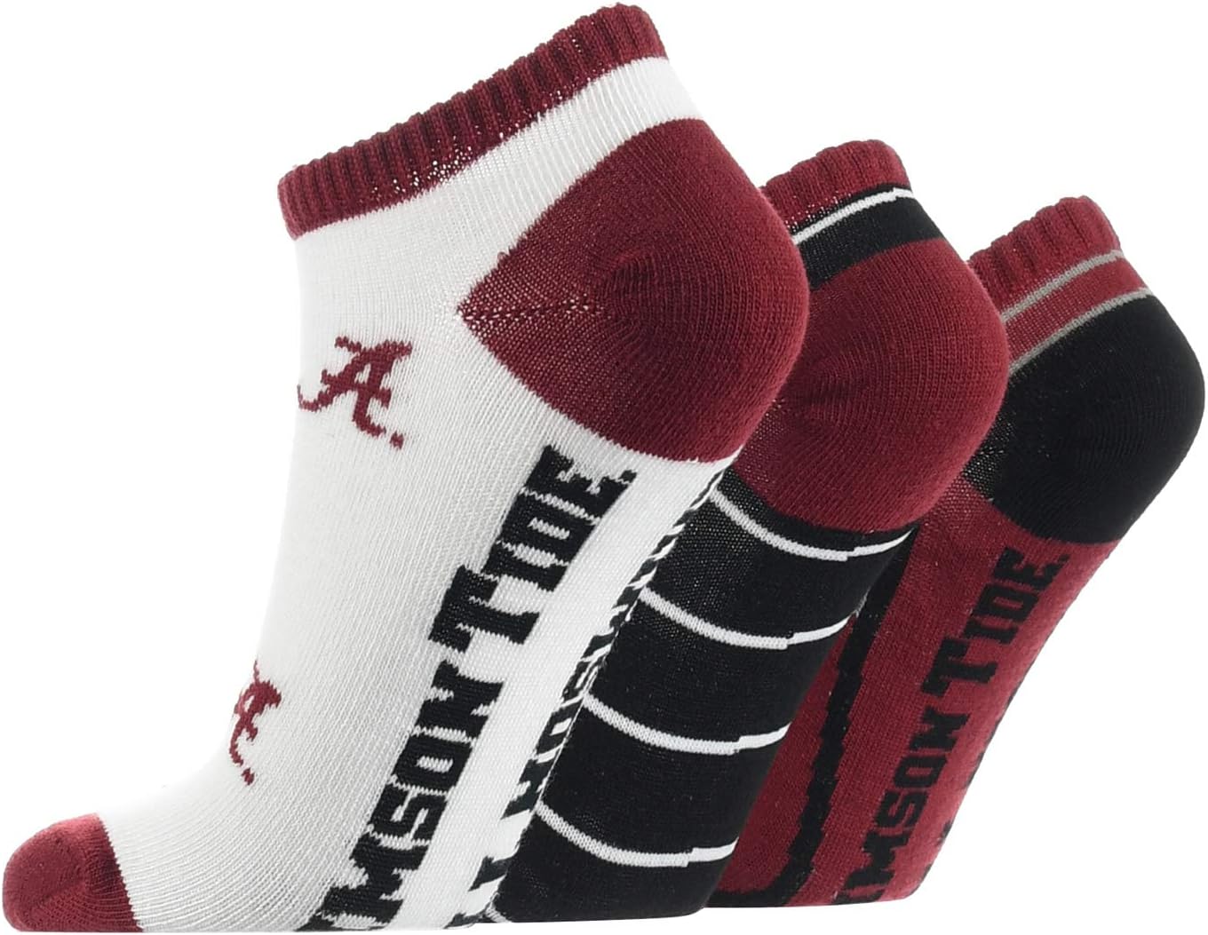 Alabama Crimson Tide – Calcetines invisibles para campo completo, paquete de 3