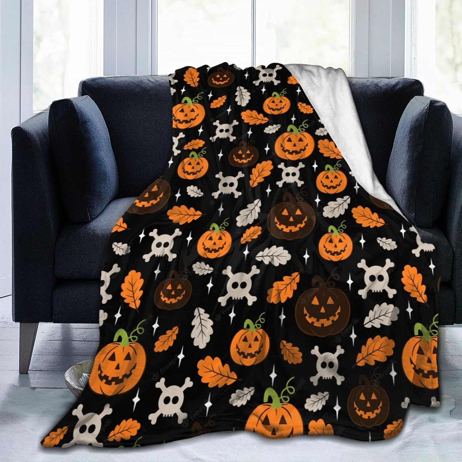 Manta de microforro polar ultrasuave para Halloween, ligera, mullida y cálida, manta de franela de Halloween para sofá, cama, sala de estar, 50 x 40