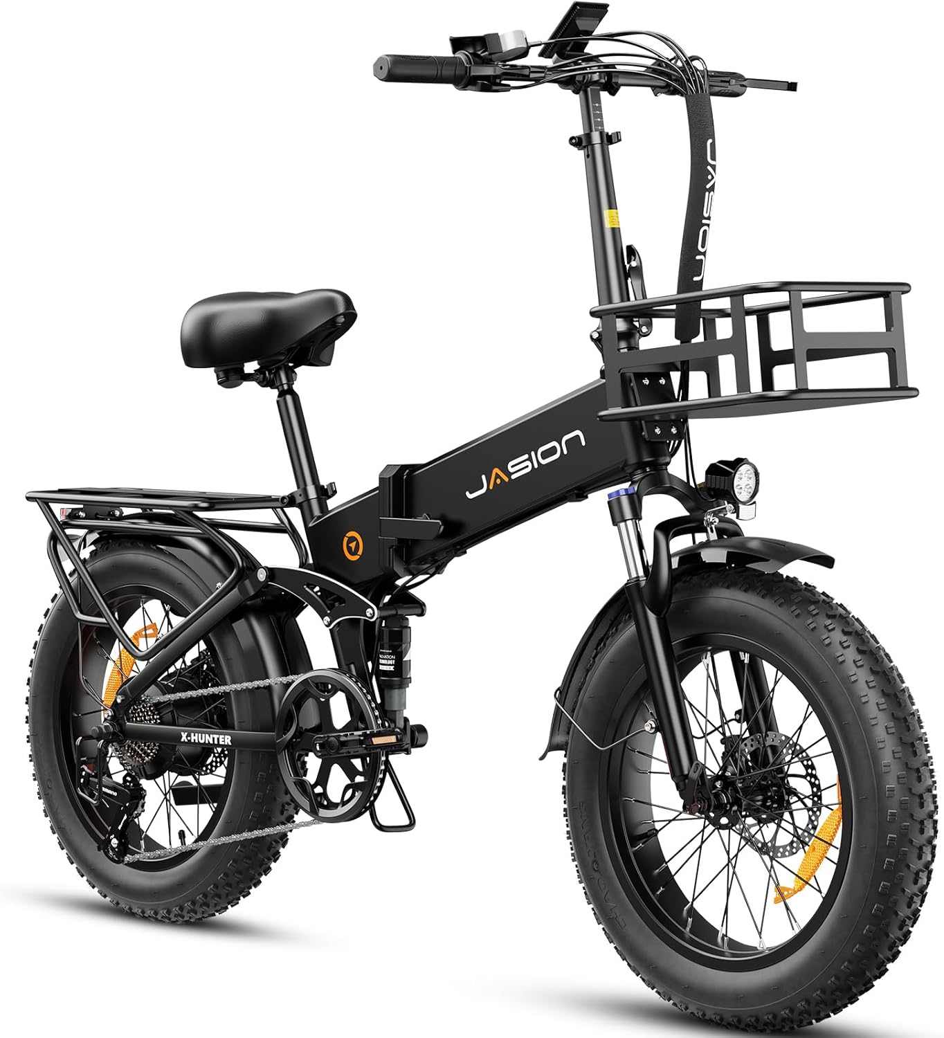 Jasion X-Hunter – Bicicleta eléctrica para adultos, motor de pico de 1400 W, 30 MPH, velocidad máxima 624 Wh, batería extraíble, diseño de sistema