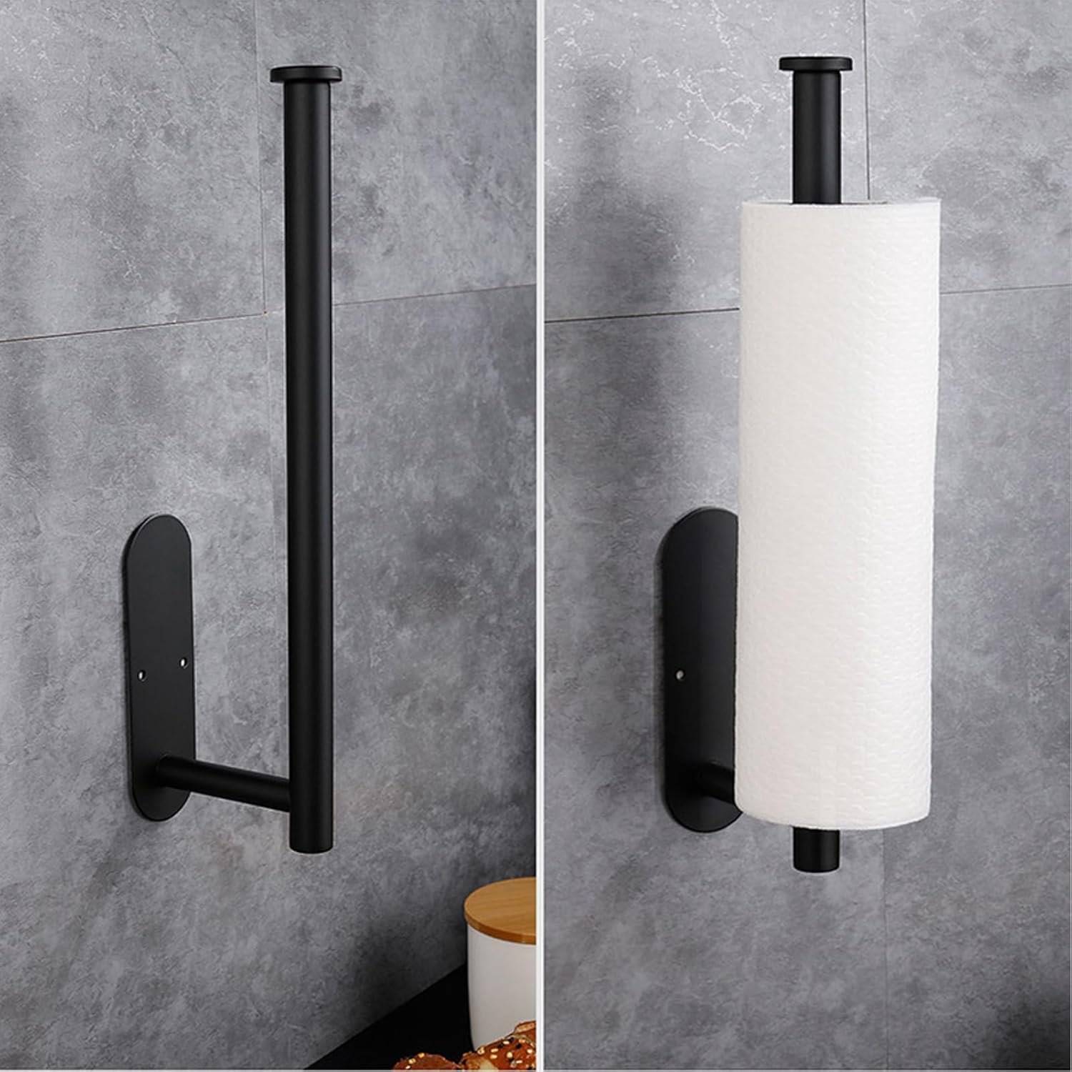 Toalleros de papel para debajo del gabinete, soporte de pared autoadhesivo y tornillos, acero inoxidable SUS304 grueso de tubo de acero inoxidable