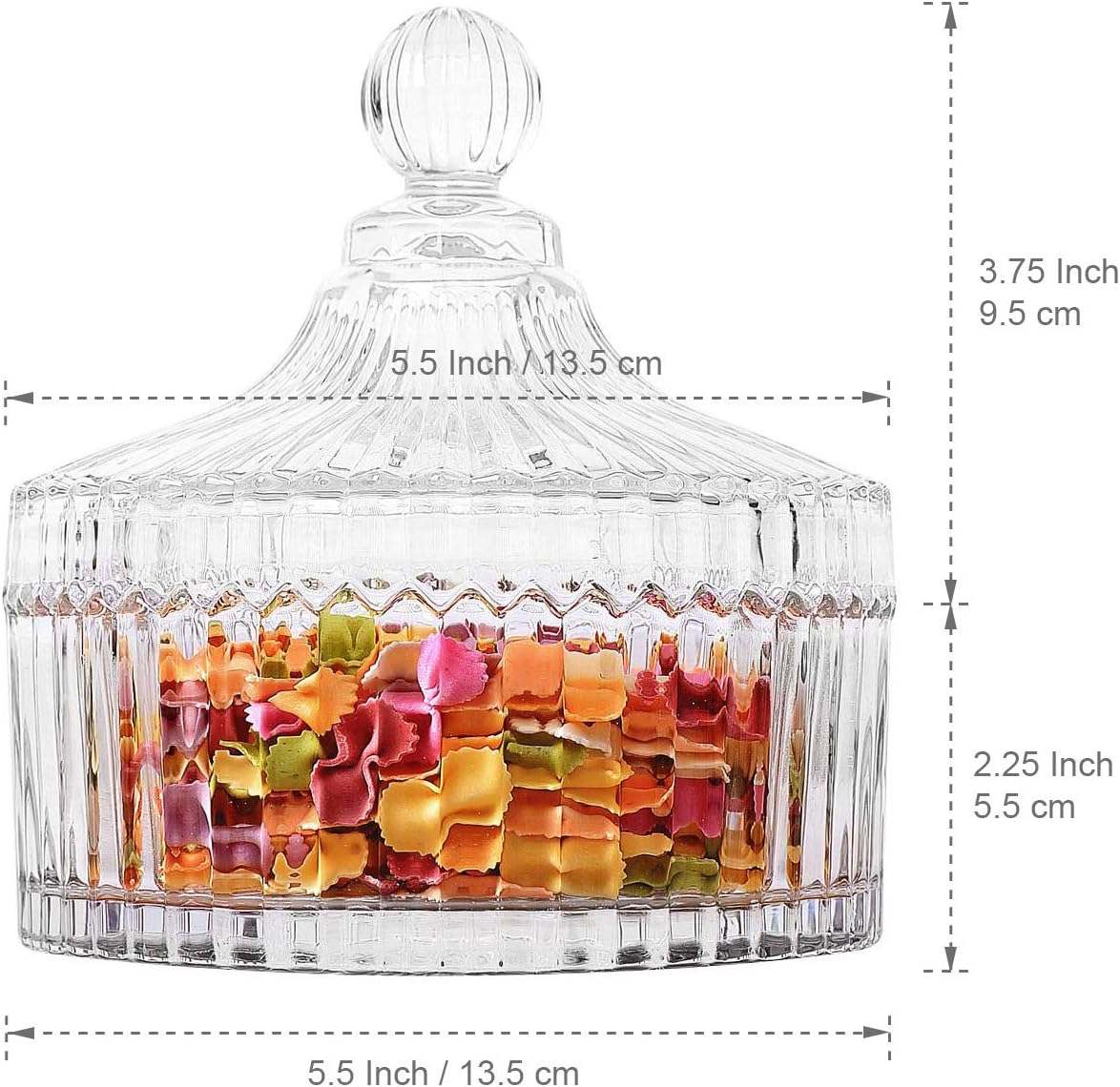 ComSaf Plato de cristal para dulces con tapa, cuenco decorativo para dulces, tarro de caramelo cubierto de cristal para escritorio de oficina en