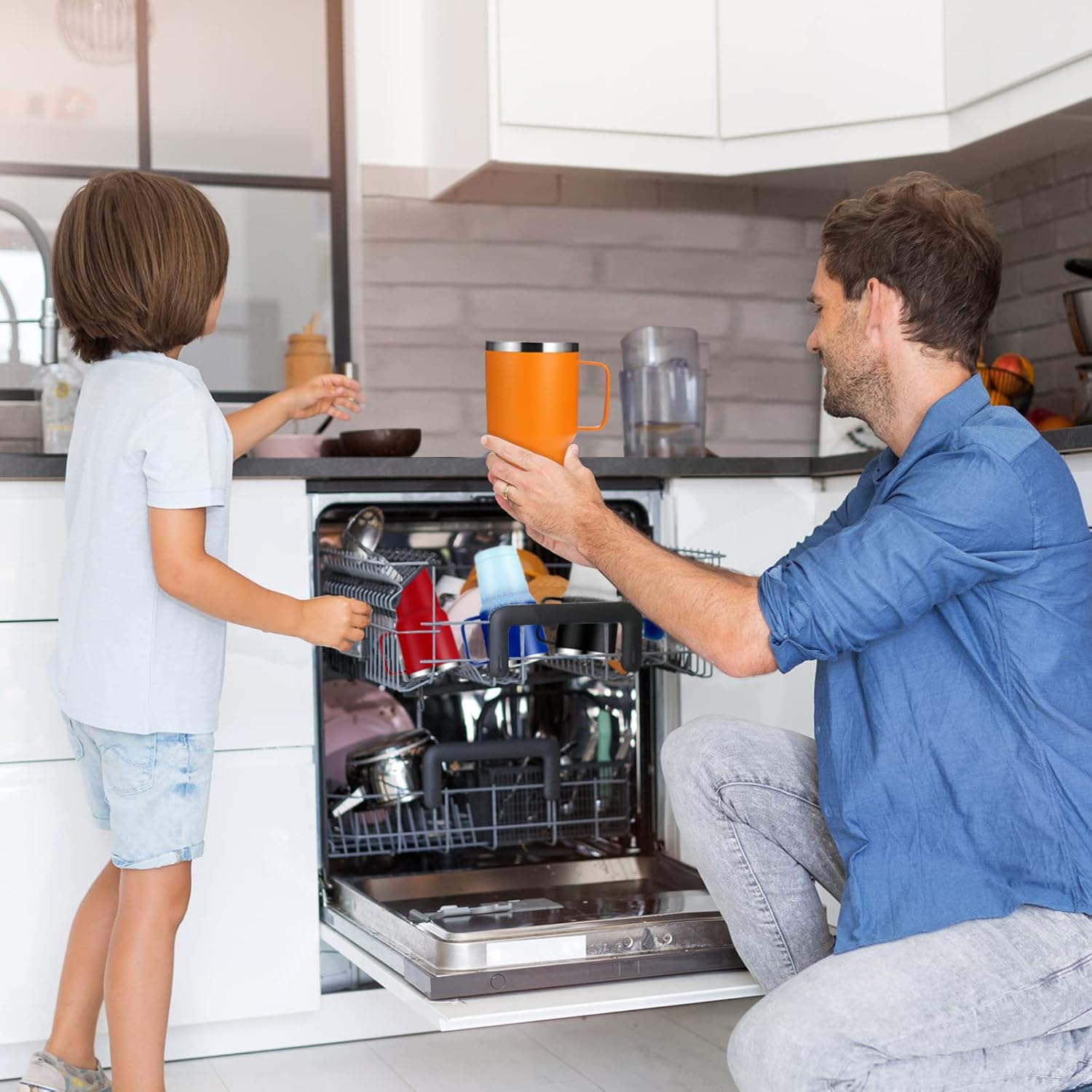 Sursip Taza aislada de 30 onzas con tapa y popote, vaso de acero inoxidable al vacío, mantiene el frío y el calor, sin BPA, a prueba de fugas, apto