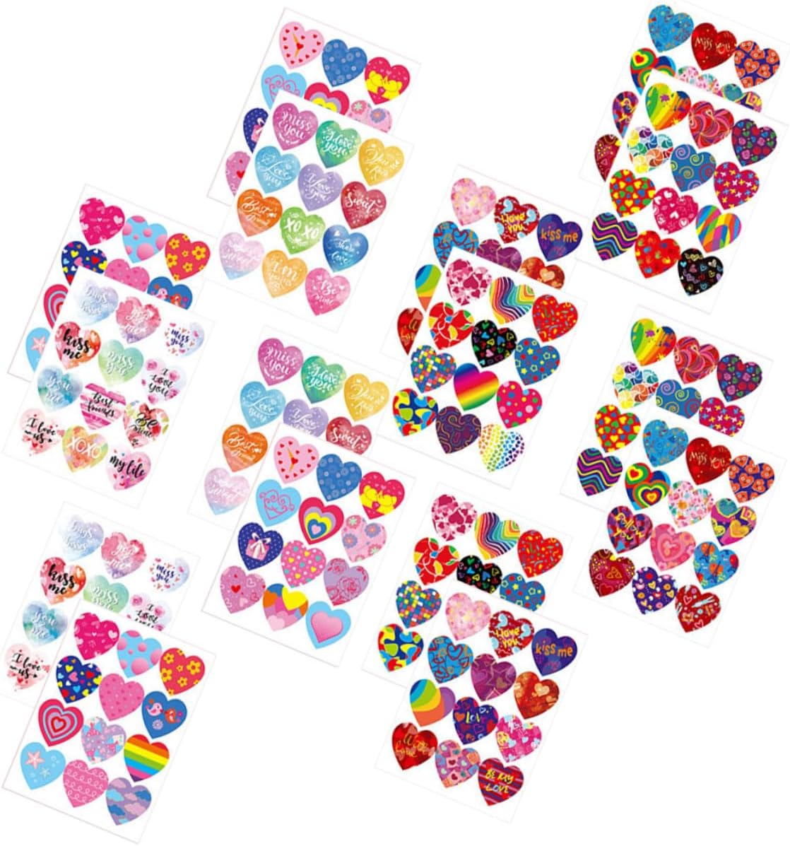 Abaodam 64 Sheets Heart Envelope Sticker Wedding Favors Decorative Stickers Wedding Stickers Gay Pride Gift Stickers Paper Hearts Cutouts Rainbow