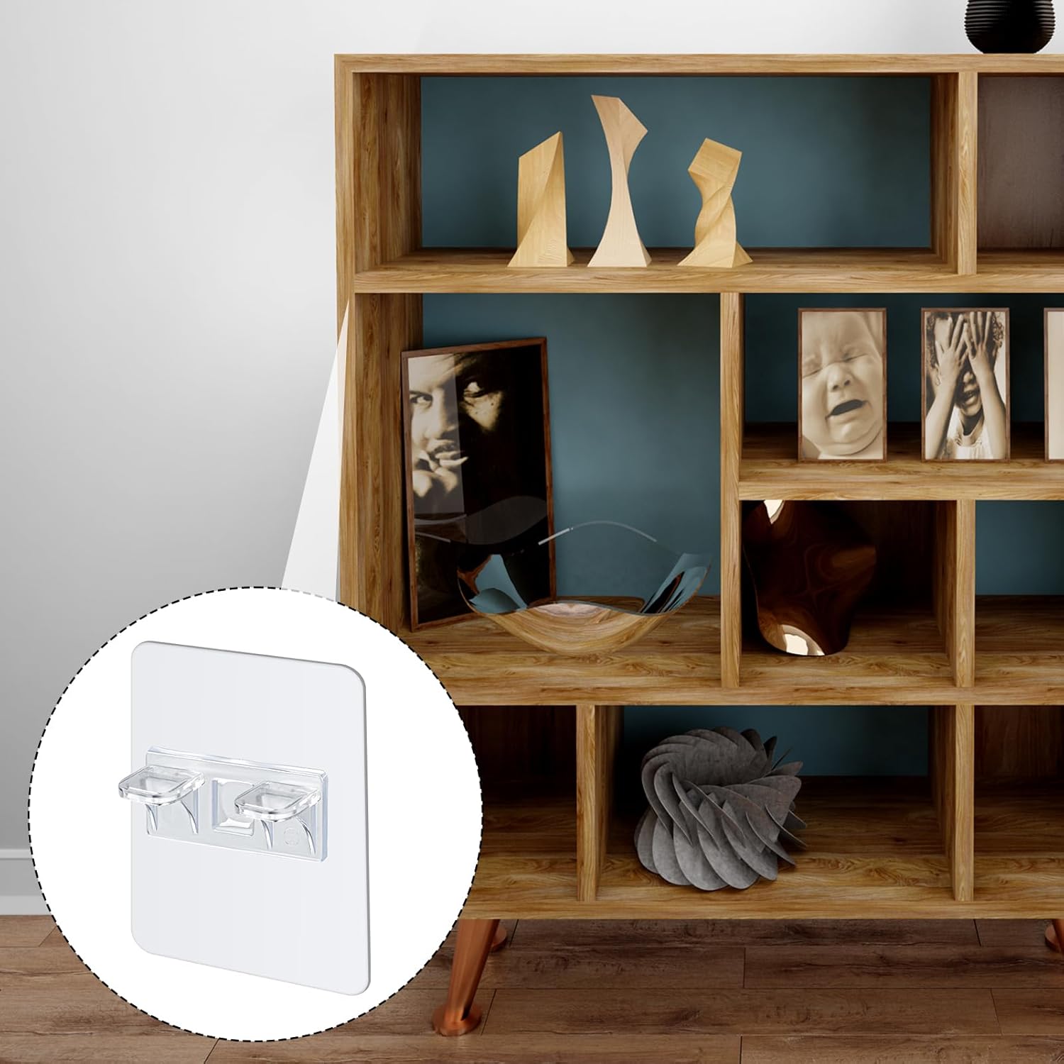 Paquete de 8 soportes adhesivos para estantes sin perforación, sin perforaciones, soportes autoadhesivos para estantes de cocina, libros, armarios,